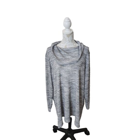 Lane Bryant Sweater Gray Space Dye Cowl Neck Women's 26 28 - Picture 1 of 7